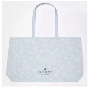 Kate Spade Blue Floral XLarge Shopping Tote Blue White Snowflake
